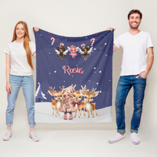 Couverture Polaire Fées de Sucre de canne de Noël pour filles de renn