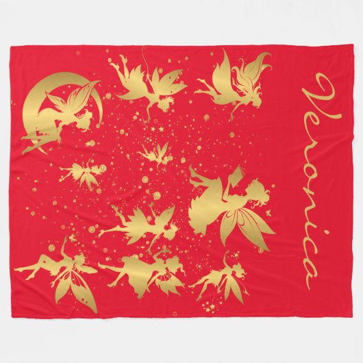 Couverture Polaire Fées d'or avec poussière de pixie sur Monogramme r (Devant (Horizontal))