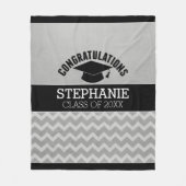 Couverture Polaire Félicitations Diplômé Silver Black Graduation (Devant)