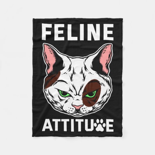 Couverture Polaire Feline Attitude Chat Mood Caractère animal de comp (Devant)