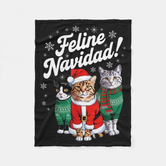 Couverture Polaire Feline Navidad Funny Cat Christmas Holiday Xmas Sa (Devant)