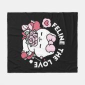 Couverture Polaire Feline the Love - Design de chat de la belle Valen (Devant (Horizontal))