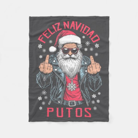 Couverture Polaire Feliz Navidad Putos Funny Rude Spanish Santa Middl (Devant)