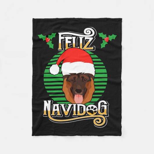 Couverture Polaire Feliz Navidog German Shepherd Dog Holiday Merry Ch (Devant)