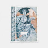 Couverture Polaire Femme à la rose, Mucha (Devant)