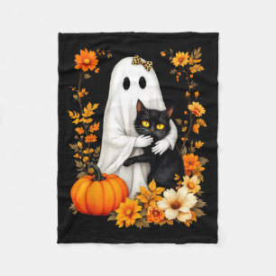 Couverture Polaire Femme amateur de chats noirs Halloween embrassant