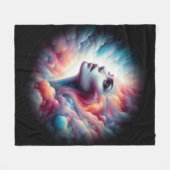 Couverture Polaire Femme aux cheveux cosmiques Aura (Devant (Horizontal))