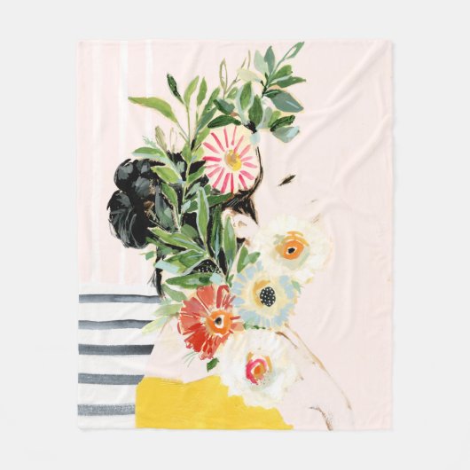 Couverture Polaire Femme aux fleurs (Devant)