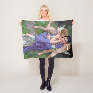 Couverture Polaire Femme avec Cupidon, Bouguereau