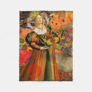 Couverture Polaire Femme Bélier Orange : Collage d'art antique gothiq