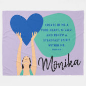 Couverture Polaire Femme Écriture Coeur chrétien Fleec personnalisé (Devant (Horizontal))