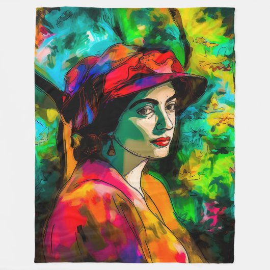 Couverture Polaire Femme en Casquette rouge (Devant)
