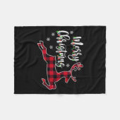 Couverture Polaire Femme Joyeux Buffle de rennes de Noël Plaid Rouge (Devant (Horizontal))