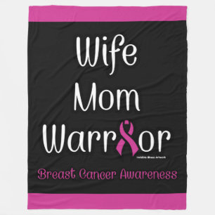 Couverture Polaire Femme Maman guerrière...Cancer du sein
