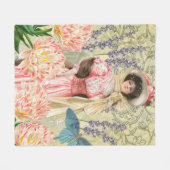 Couverture Polaire Femme victorienne florale rose Régence (Devant (Horizontal))