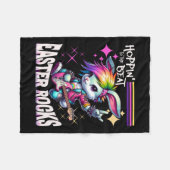 Couverture Polaire Femme's mignonne Punk Rocking Bunny Hopping Rabbit (Devant (Horizontal))