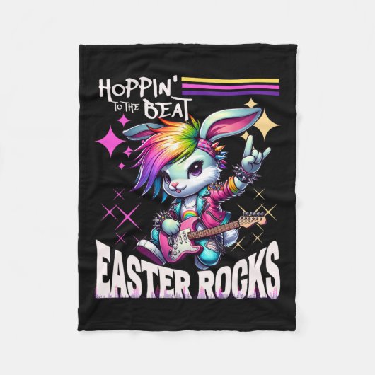 Couverture Polaire Femme's mignonne Punk Rocking Bunny Hopping Rabbit (Devant)