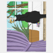 Couverture Polaire Fenêtre Chat noir regardant dehors (Devant)