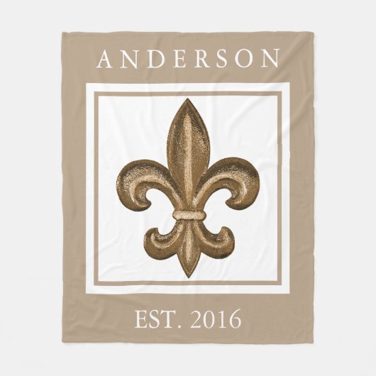 Couverture Polaire Fer travaillé Fleur de Lis Personalized d'or (Devant)