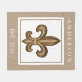 Couverture Polaire Fer travaillé Fleur de Lis Personalized d'or (Devant (Horizontal))