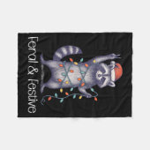 Couverture Polaire Feral And Festive Raccoon, Funny Christmas  (Devant (Horizontal))