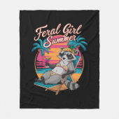 Couverture Polaire Feral Girl Summer Beach Funny Raccoon (Devant)