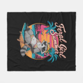 Couverture Polaire Feral Girl Summer Beach Funny Raccoon (Devant (Horizontal))