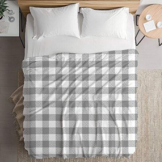 Couverture Polaire Ferme Gris Buffalo Check Plaid Rustique