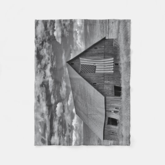 Couverture Polaire Fermes | BW American Flag Barn Scene (Devant)