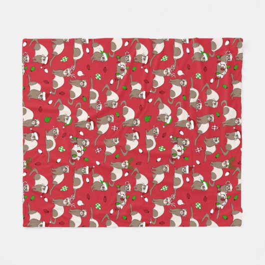 Couverture Polaire Ferret de Noël (Devant (Horizontal))