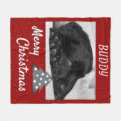 Couverture Polaire Festif Chien rouge animal de compagnie photo sapin (Devant (Horizontal))