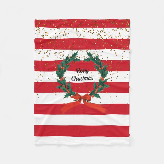 Couverture Polaire Festif de Noël Holly Berries Frissons en fils (Devant)