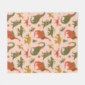 Couverture Polaire Festif Dinosaur sapin de Noël Motif de vacances (Devant (Horizontal))