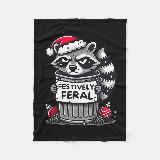 Couverture Polaire Festif Feral Raccoon Noël Funny Holiday An (Devant)
