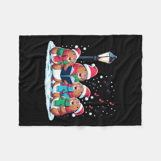 Couverture Polaire Festif hiver Capybara Noël (Devant (Horizontal))