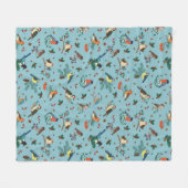 Couverture Polaire Festif Oiseaux d'hiver Motif de Noël (Devant (Horizontal))