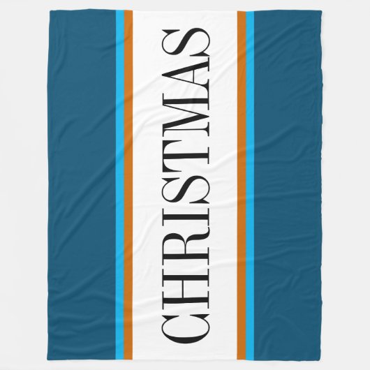 Couverture Polaire Festif Turquoise Bleu Brown NOËL Stripes (Devant)