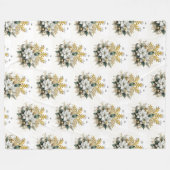 Couverture Polaire Festin blanc Poinsettia Blanche polaire de Noël (Devant (Horizontal))