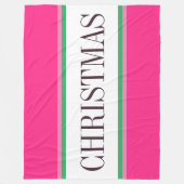 Couverture Polaire Festin rose vif vert blanc NOËL rayures (Devant)