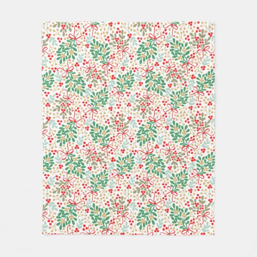 Couverture Polaire Festive Branches Holly Et Berries (Devant)