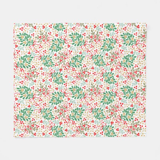 Couverture Polaire Festive Branches Holly Et Berries (Devant (Horizontal))