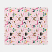 Couverture Polaire Festive Chat Faces en Motif Casquette de vacances (Devant (Horizontal))