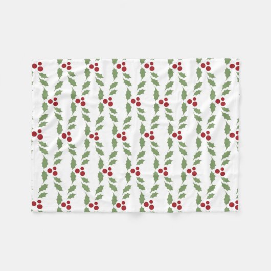 Couverture Polaire Festive Christmas Holly (Devant (Horizontal))