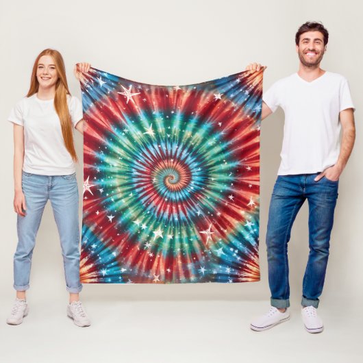 Couverture Polaire Festive Christmas Tie Dye Spiral (En situation)