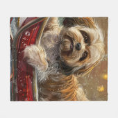 Couverture Polaire Festive de Noël de chien Lhasa Apso (Devant (Horizontal))