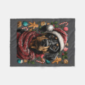 Couverture Polaire Festive Doberman With Santa Hat Snowy Winter Chris (Devant (Horizontal))