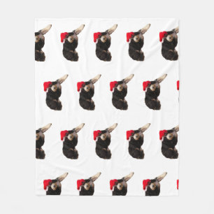 Couverture Polaire Festive et mignon bernedoodle portant un chapeau d