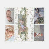 Couverture Polaire Festive Gold Family Collage Photos Noël (Devant (Horizontal))
