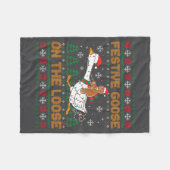 Couverture Polaire Festive Goose On The Loose Funny Gingerbread Ugly  (Devant (Horizontal))