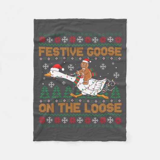 Couverture Polaire Festive Goose On The Loose Funny Gingerbread Ugly  (Devant)